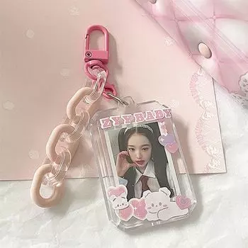 Защитная пленка для фотоальбома, рукава для фото идола, держатель для удостоверения личности, подвеска, рукава для карт, держатель для фотокарт, брелок without pendant розовый