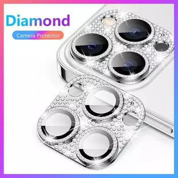 Защитная пленка для камеры для iPhone 11, 12, 13, 14 Pro Max 13 Mini/14 Plus, блестящие стразы, металлическое защитное кольцо для объектива камеры 13/13 Mini золотой