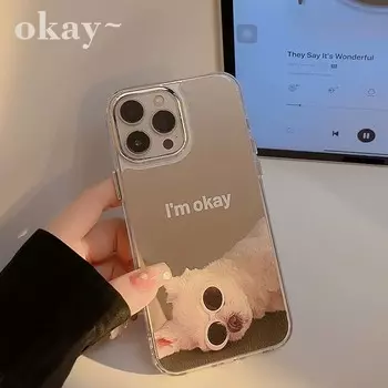 Защитная пленка для камеры собаки Ok для Iphone 13 14 Pro Max 11 12 Promax Mirror Sleep Puppy Jane, чехол для телефона, задняя крышка в виде ракушки For iphone 12