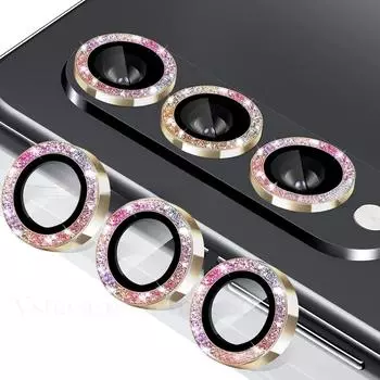 Защитная пленка для объектива камеры Gitter для Samsung Galaxy Z Fold 5 4 3/Flip 5 4 3, металлическое кольцо для объектива, защитная стеклянная крышка с бриллиантами Galaxy Z fold 5 чёрный