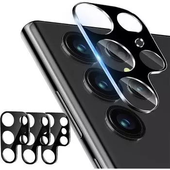 Защитная пленка для объектива камеры из закаленного стекла для Samsung Galaxy S24 Ultra S23 FE S22 Plus S21 A55 A54 A35 A25 A15 A34 A24 A14 Защитная защитная пленка A55 чёрный