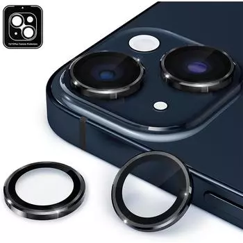 Защитная пленка для объектива камеры, крышка из закаленного стекла для Iphone 15 Pro Max 14 Plus 13 Mini 12 11 15Pro 14Pro Защитное кольцо, аксессуары для телефонов For iPhone 15 чёрный