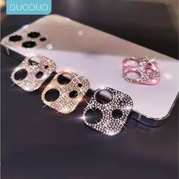 Защитная пленка для объектива камеры с бриллиантами для iPhone 11 12 13 Pro Max, защитная пленка с блестками и кристаллами для iPhone 11 12 13 Pro Max, стеклянная крышка iPhone 12 золотой