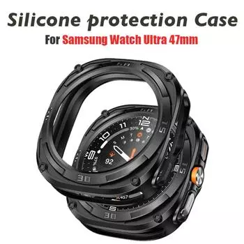 Защитная пленка для Samsung Galaxy Watch Ultra Case 47 мм Аксессуары Жесткая рамка для ПК Защитный бампер Чехол для Galaxy Watch Ultra Galaxy watch 7 Ultra 47mm чёрный