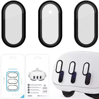 Защитная пленка для стекла, набор из 3 штук для Meta Quest 3. Пленка для передней линзы из сплава, закаленное стекло, совместимый продукт. Защитная пленка, поглощающая пыль и чёрный