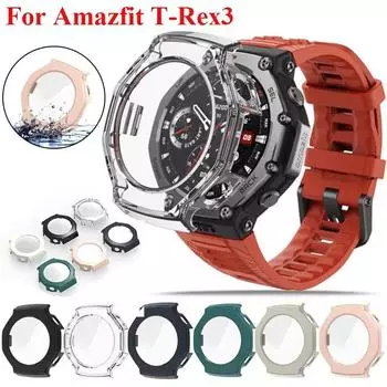 Защитная пленка для стекла PC Shell для Amazfit T-rex 3 Smartwatch Trex3 Full Cover Screen Закаленное стекло Защитный бампер Рамка Чехол For Amazfit T-rex 3 чистый