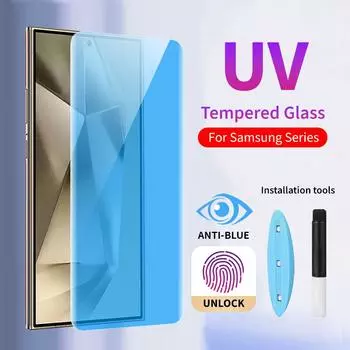 Защитная пленка из закаленного стекла с защитой от ультрафиолетового излучения и синего излучения для Samsung Galaxy S24 S23 S22 S21 S20 Ultra S10 Plus Note 20 Ultra 10 Plus Note 20