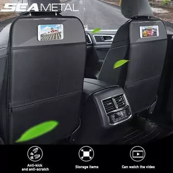 Защитная пленка на спинку автомобильного сиденья SEAMETAL из искусственной кожи, универсальная внутренняя защита для задних сидений, противоударные подушечки, автомобильные антидетские коврики, аксессуары 1pc small чёрный