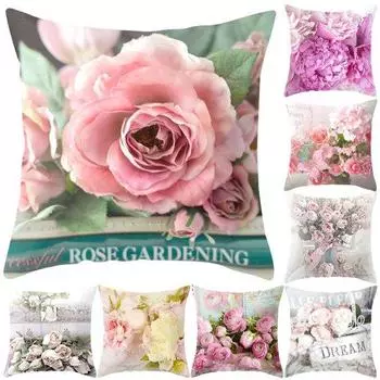 Защитная подушка с квадратной розой в стиле кантри, чехол для подушки, постельные принадлежности