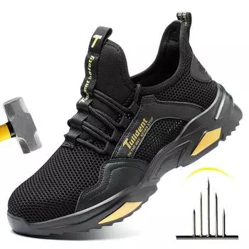 Защитная рабочая обувь для мужчин и женщин, дышащая защитная обувь, рабочие кроссовки со стальным носком, мужские защитные ботинки с защитой от ударов, мужская обувь 40 чёрный