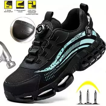 Защитная рабочая обувь для мужчин и женщин, дышащая обувь, рабочие кроссовки со стальным носком, мужские противоударные удобные защитные ботинки 41 синий