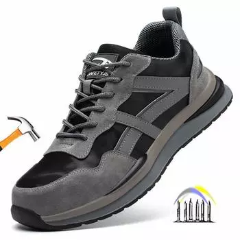 Защитная рабочая обувь, кроссовки с защитой от проколов и скольжения, удобные рабочие ботинки со стальным носком 36