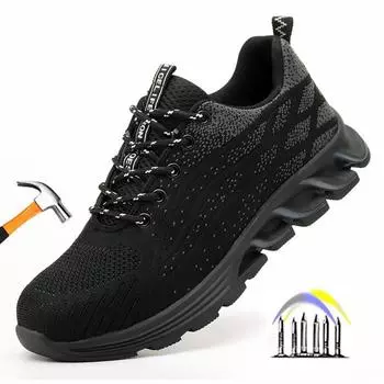 Защитная рабочая обувь со стальным носком. Нескользящая легкая рабочая обувь для мужчин. Дышащая защитная обувь. Низкие кроссовки для работы. 36