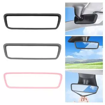 Защитная рамка для зеркала заднего вида для Tesla Model 3 Y Силиконовый чехол Чехол для заднего вида Гибкий чехол Украшение заднего вида серый