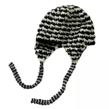 Защитная шапка для ушей Keep Warm, полосатая шерстяная шапка-пуловер, модная женская вязаная шапка для улицы серый/чёрный