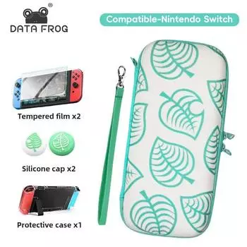 Защитная сумка DATA FROG, совместимая с Nintendo Switch, дорожная сумка для хранения со стеклянным защитным чехлом для аксессуаров Switch темно-синий