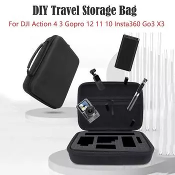Защитная сумка для экшн-камеры DIY Travel Storage Series Foam Portable Shockproof для Insta360 X4 Ace Pro DJI Action 4 Gopro 12 9