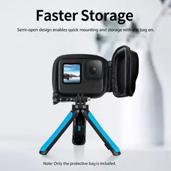 Защитная сумка TELESIN, чехол для хранения, сумка для переноски на молнии, полуоткрытая IP54, водонепроницаемая замена для чёрный