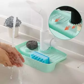 Защитная тряпка для столешницы, полка для слива воды, водосборник, брызгозащищенная накладка на кран, полка для хранения в ванной комнате, термопластичный эластомер, высокое качество, нескользящая ручная работа мятный зеленый