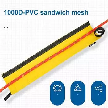Защитная веревка Складная антиабразивная высокопрочная крепежная лента Водонепроницаемое защитное оборудование для веревки ПВХ Веревка для наружных воздушных работ Альпинистская веревка чёрный