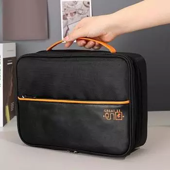 Защитная застежка-молния. Практичная износостойкая сумка для хранения кабеля большой емкости. Сумка-органайзер для электроники. L темно-синий