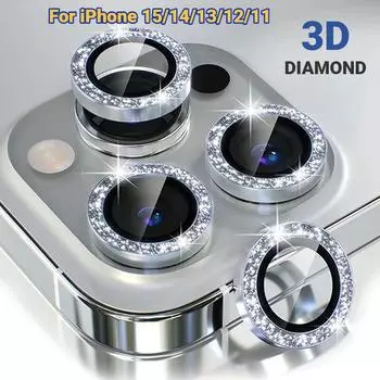 Защитное металлическое кольцо для объектива, стекло для iPhone 11, 12, 13, 14, 15 Pro Max, защита объектива мини-камеры для iPhone 14/15 Plus, пленка для камеры 11 (2PCS) фиолетовый