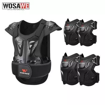 Защитное снаряжение для мотокросса и гонок WOSAWE, мотоциклетный жилет, наколенники, комплекты налокотников S чёрный