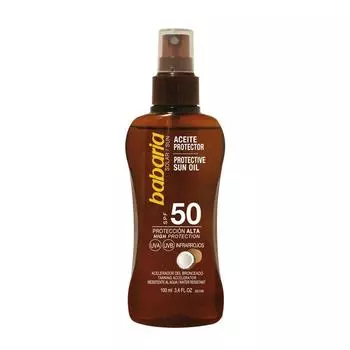 Защитное солнцезащитное масло Babaria Spf50 с таитянским моно?Масло 100мл