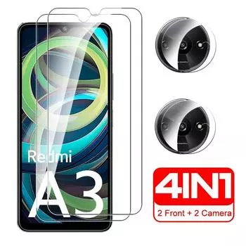 Защитное стекло 4в1 + пленка для объектива для Redmi A3/A3X Redmi A3 4G, Защитное закаленное стекло для камеры, HD прозрачное Redmi A3 чистый