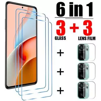 Защитное стекло 6 в 1 для Xiaomi Redmi Note 10 11 9 8 7 Pro 5G, Защитное стекло для экрана Redmi 10C 10 9A 9T 9C Note 10S 11S, стекло для объектива