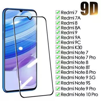 Защитное стекло 9D для Xiaomi Redmi Note 7 8 8T 9 9S 10 Pro, закаленное защитное стекло для экрана Redmi 7 7A 8 8A 9 9A 9C, защитная стеклянная пленка For Redmi 9A