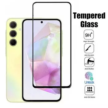 Защитное стекло для экрана Samsung Galaxy A55 A35 A25 A15 A05S A54 A53 Xiaomi Redmi Note 13 iPhone 15 14 13 12 11 Pro Max с полным покрытием из закаленного стекла For Samsung Galaxy A04E чёрный