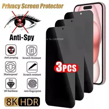 Защитное стекло для iPhone 15, 14, 13, 12, 11 Pro Max Plus, мини-антишпионская защита экрана для iPhone 7, 8, 6S X XS XR SE 2020 2022 For iPhone 15 Plus