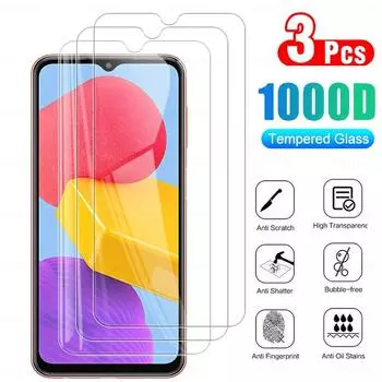 Защитное стекло для Samsung M13, 3 шт., закаленное стекло для Galaxy M13, 4G, M23, M33, M53, M14, M34, M54, 5G, стеклянная пленка