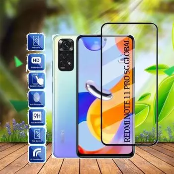 Защитное стекло с полным клеем для Xiaomi Redmi Note 11 Pro 5G 11S 10 10T 8 7 Redmi 10C 10A 9A 9C NFC 9 9T A1 Plus Poco X5 Xiaomi A1 чёрный