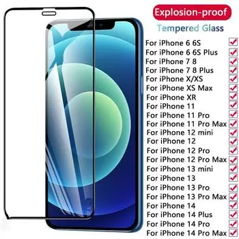 Защитное стекло с полным покрытием для iPhone15 14 13 12 11 Pro Max Защитная пленка для экрана iPhone 6 7 8 X XS XR mini закаленное стекло Huawei P Smart 2019 чистый