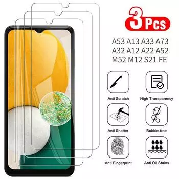 Защитное стекло высокой прозрачности 3 шт. 9H для Samsung Galaxy A13 5G/A53 5G/A33 5G/A22/A32/A52/M52/M42/A03S Защитная пленка для экрана Samsung Galaxy A01