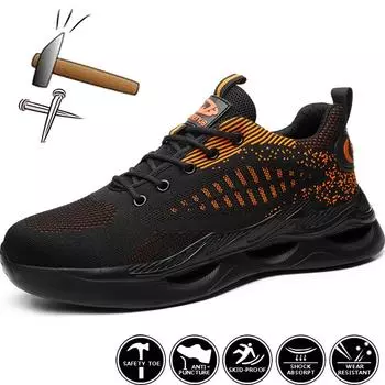 Защитные ботинки для мужчин. Рабочая обувь. Женские ботинки. Противоударная обувь со стальным носком. Прочные мужские рабочие ботинки. Рабочая обувь. Кроссовки. Унисекс. Неразрушимая безопасность. 48 синий