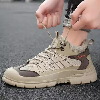 Защитные ботинки мужские мягкие удобные шнурованные мужские зимние весенние снегоступы противоскользящие низкие рабочие походные туфли 39 чёрный