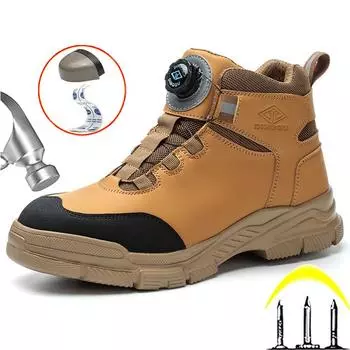 Защитные ботинки с вращающимися пуговицами, мужская обувь со стальным носком, легкая защитная обувь, рабочие ботинки с защитой от ударов и проколов, промышленная обувь 37 чёрный