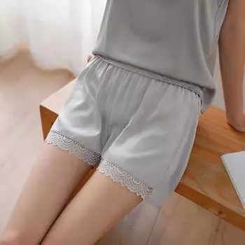 Защитные брюки Ice Silk для женщин на лето, тонкие, не пропускающие свет, можно носить на улице, свободные шорты с кружевным дном для дома, новый стиль M серый