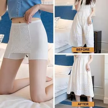 Защитные брюки из ледяного шелка с высокой талией, женские тонкие обтягивающие женские летние шорты, двухслойные бесшовные юбки, шорты M чёрный