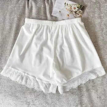 Защитные брюки, нижнее белье из ледяного шелка, женские летние антибликовые леггинсы с кружевным краем, дышащее нижнее белье с тремя точками one size белый