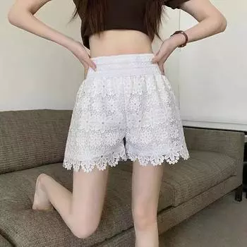 Защитные брюки в стиле Лолиты с цветочным принтом, женские летние шорты, нижняя юбка, трусы, модные свободные шорты принцессы для девочек long белый
