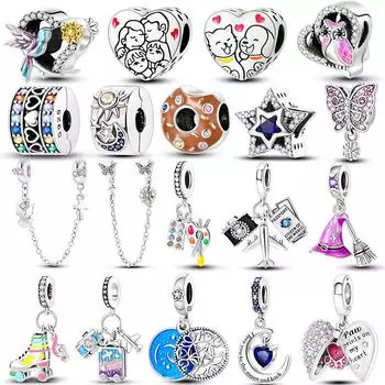 Защитные цепочки с подсолнухом, красочная доска для рисования, подвеска для путешествий, самолета, серебро 925 пробы, подходит для браслета, ювелирных изделий