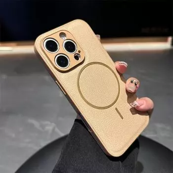 Защитные чехлы для камеры из искусственной кожи с магнитным креплением для iPhone 16 15 14 13 12 Pro Max Plus для беспроводной зарядки Magsafe, чехол-бампер iPhone 12 белый