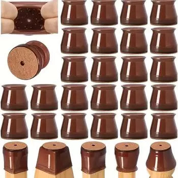 Защитные чехлы для ног стула, 24 шт.: Защитите свои паркетные полы от царапин и шума! S коричневый