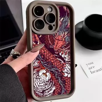 Защитные чехлы для телефонов Ae77 Dragon Design Art для iPhone 13, 14, 15 Pro Max 11 XR infinix Hot 40i 30i Tecno Camon 30 20 Pro, задняя крышка из ТПУ с ангельскими глазками for iPhone 6/6S