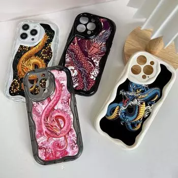 Защитные чехлы для телефонов Ae77 Dragon Design Art для Apple iPhone 15 14 13 Pro 11 12 mini XR 7 8 6s Plus XS Max SE Wave TPU задняя крышка for iPhone 6/6s