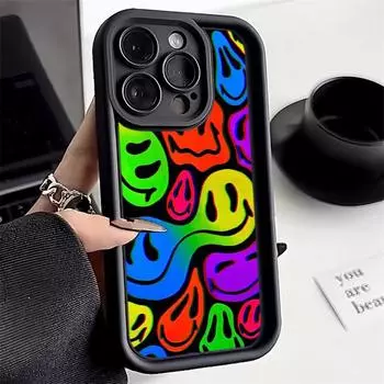 Защитные чехлы для телефонов Ae88 с милым смайликом для Samsung S24 S23 S22 Ultra A15 A14 S21 FE A54 A12 A25 A35 A53, задняя крышка из ТПУ с ангельскими глазками Samsung A03